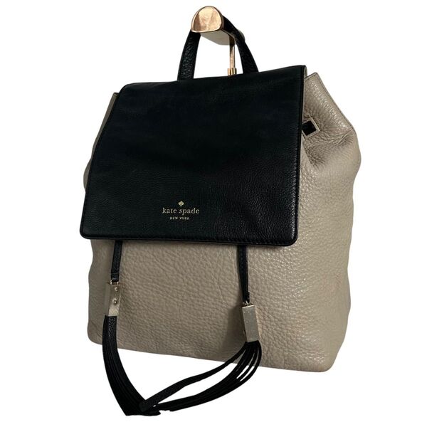 ケイトスペード KATE SPADE リュック レザー バックパック バイカラー フラップ マグネット ブラック 黒