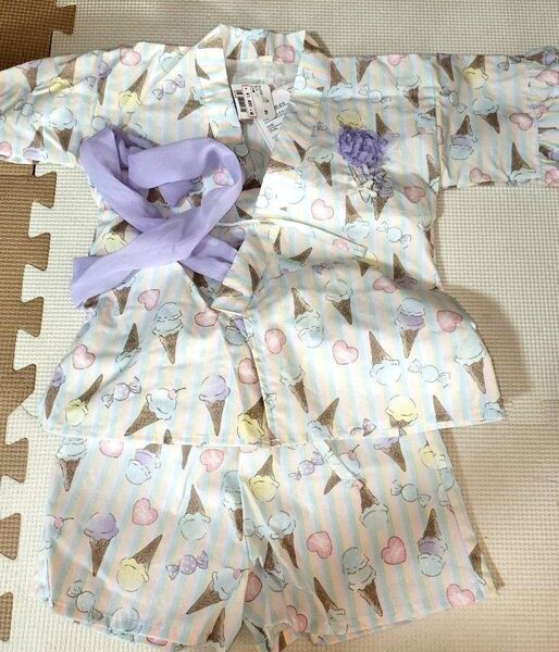 甚平 90cm 女の子 新品 タグ付き アイスクリーム柄