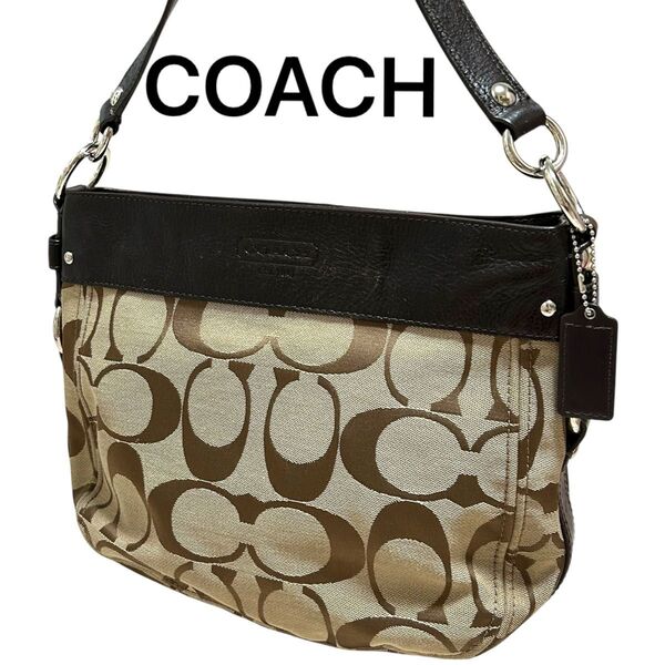 COACH コーチ シグネチャー キャンバス レザー ショルダーバッグ 肩掛け ワンショルダーバッグ ブラウン 14708