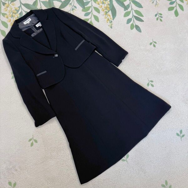 美品 CLOSSHI ブラック フォーマル ワンピース スーツ 13 XL 喪服 法事 しまむら リボン 大きいサイズ LL