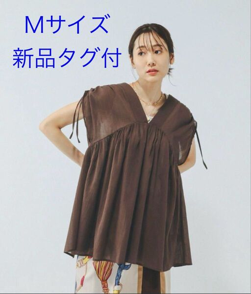 【完売品】GLOBAL WORK エアリーリラックスギャザーブラウス グローバルワーク ブラウン Mサイズ