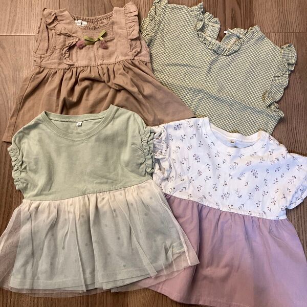 90 100 女の子 夏物 半袖 まとめ売り チュニック レース ワンピース トップス