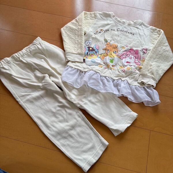 女児 女の子 裏起毛 長袖長ズボンパジャマ ひみつのココタマ 蓄光 上下セット 光るパジャマ