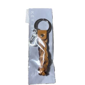 新品 未使用 リーガル キーホルダー 革 編み込み キャメル