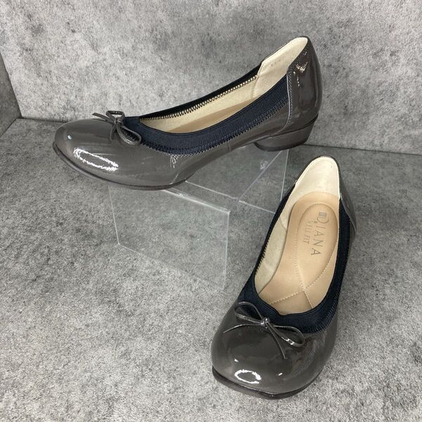 DIANA ダイアナ WELL FIT ウェルフィット エナメル リボン パンプス 23cm バレエシューズ
