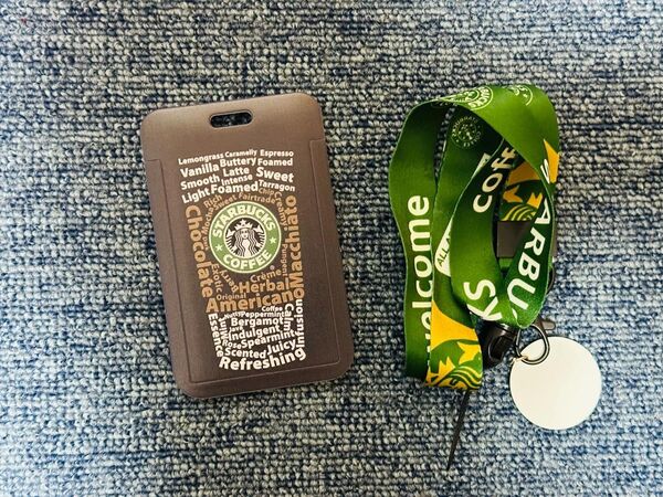 スタバ IDカードホルダー IDカードケース 社員証ケース ネックストラップ付 ブラック