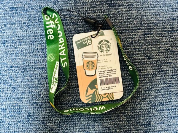 スタバ IDカードホルダー IDカードケース 社員証ケース ネックストラップ付 ホワイト