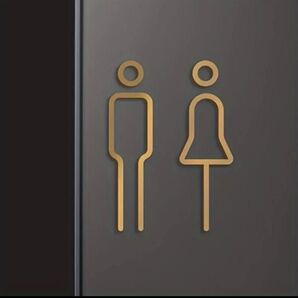 ゴールド トイレステッカー 標識タイプ シール式 男女マーク お手洗い マーク DIY ウォールステッカー C