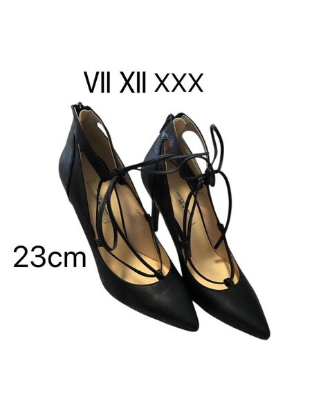 VII XII XXX ブラック レースアップ ハイヒール 23cm 美品 パンプス