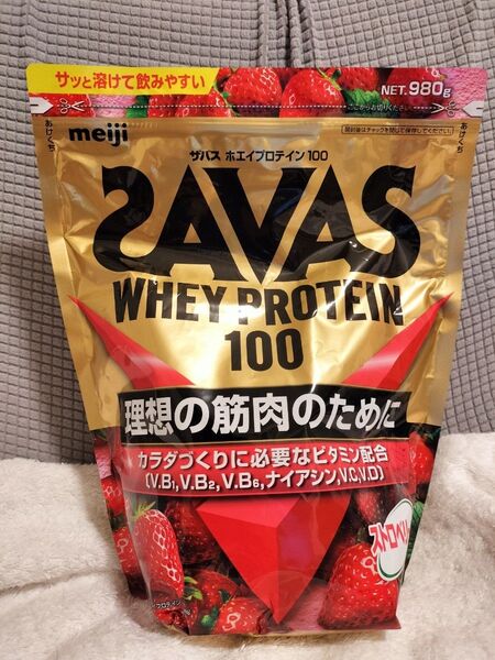 【新品・即日発送】ザバス ホエイプロテイン100 ストロベリー味 980g × 1袋