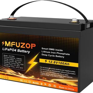 MFUZOP LiFePO4リン酸鉄リチウムイオン バッテリー 12V100A 1280Wh新品未開封品