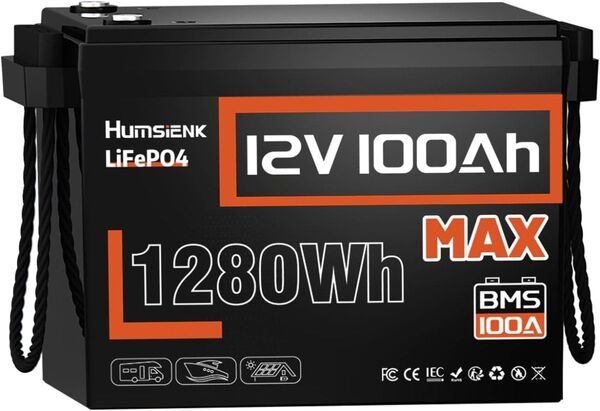 HUMSIENK LiFePO4 リン酸鉄リチウムイオンバッテリー12V 100Ah 1280Wh新品未開封品