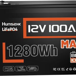 HUMSIENK LiFePO4 12V 100Ah 1280Wh リン酸鉄リチウムイオンバッテリー新品未開封品