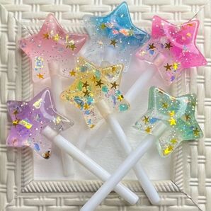 【再入荷しました】NO.110 デコパーツ ミニチュア ロリポップキャンディ(星) 6種×各1個→168円