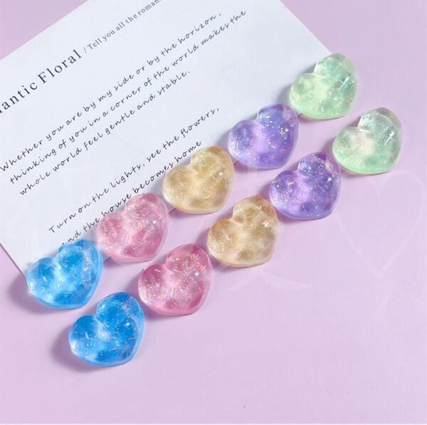 NO.305 デコパーツ グリッターハート 1個18円
