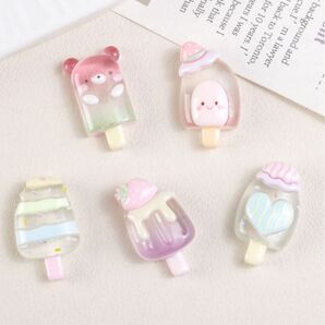 NO.265 デコパーツ クリア アイスバー 5種×各1個セット100円 1個25円