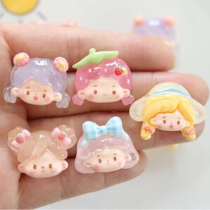 NO.276 デコパーツ クリア 女の子 メルヘン 1個23円 5種×各1個セット110円