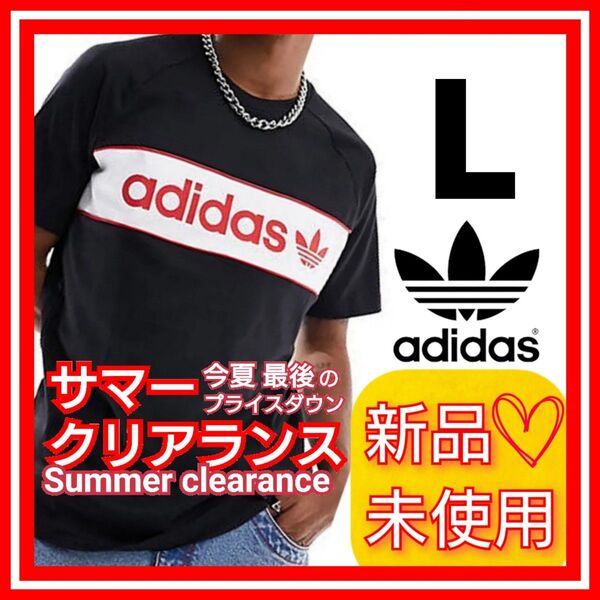 【L】アディダスオリジナルス アーカイブ 半袖Tシャツ 新品未使用 タグ付き 綿100% レギュラーフィット ブラック