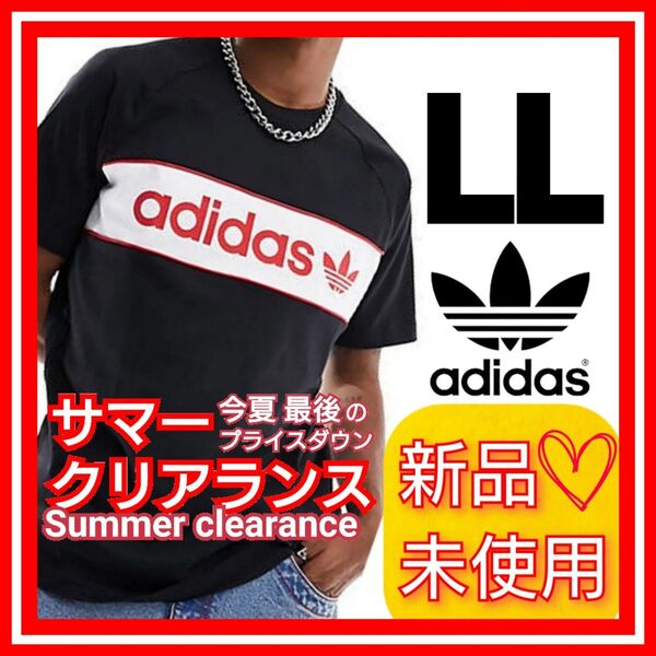 【LL】アディダスオリジナルス アーカイブ 半袖Tシャツ 新品未使用 タグ付き 綿100% レギュラーフィット ブラック