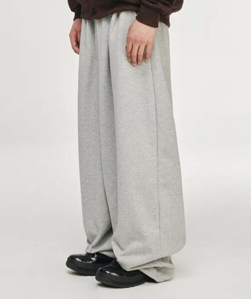 SIGNATURE Double tuck wide pants ロング スウェット パンツ ワイド イージーパンツ ジョガー L