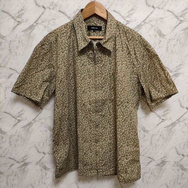 COMME CA ISM コムサイズム メンズ半袖ジャケットシャツ ブラウン系 Lサイズ