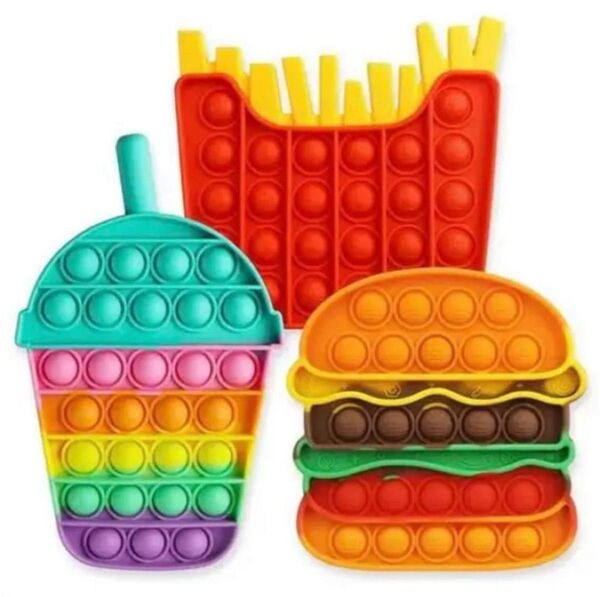 プッシュポップ 3つセット ポテト ハンバーガー ジュース 知育 プレゼント