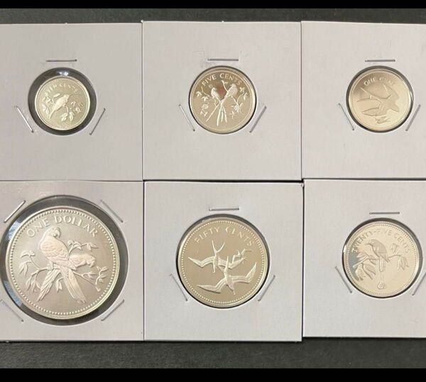 ベリーズ 1ドル〜1セント記念プルーフ銀貨 1974年 6枚まとめ