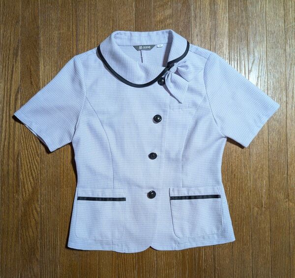 事務服 オーバーブラウス 夏服 OL制服 7号 パープル系