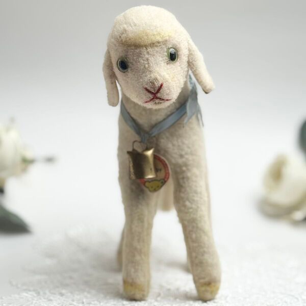 送料無料★シュタイフ★Lamby 22cm ID完品★ヒツジのランビー/ひつじ/羊/ラム★ビンテージ/アンティーク★Steiff