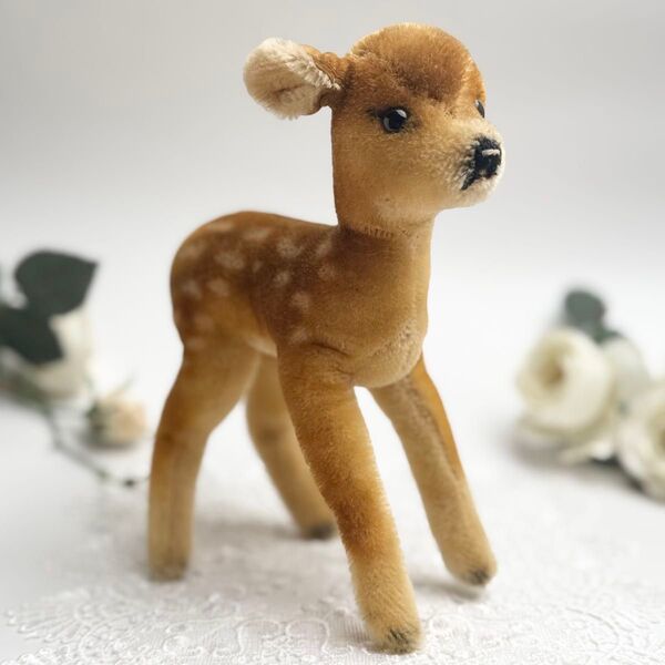 送料無料★シュタイフ★Fawn 22cm★モヘアのバンビ/小鹿/シカ/しか★ヴィンテージ/アンティーク★Steiff/STEIFF
