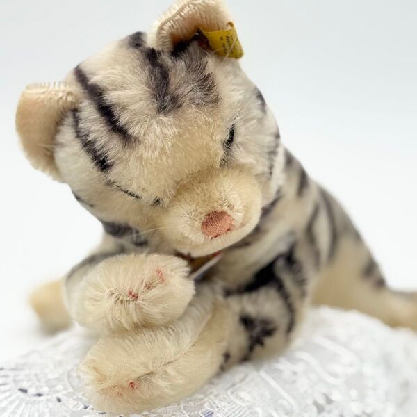 送料無料★シュタイフ★Floppy Kitty Cat 28cm オールID完品★1968年製 居眠りキティ/眠り猫/Steiff