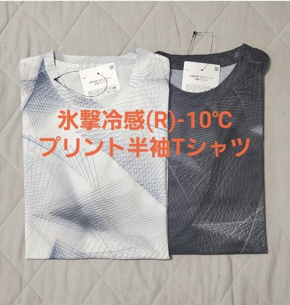 2枚セット ワークマン 氷撃冷感(R)-10℃プリント半袖Tシャツ 共にLLサイズ ジオホワイトとジオブラック