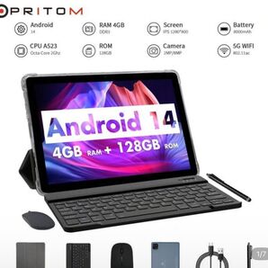 PRITOM Android14 タブレット 10.1インチ キーボード付き