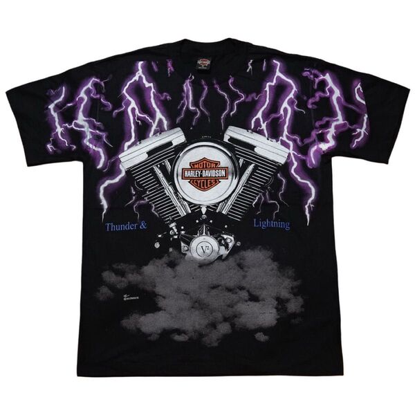 ハーレー Tシャツ XL サンダー ライトニング ブラック