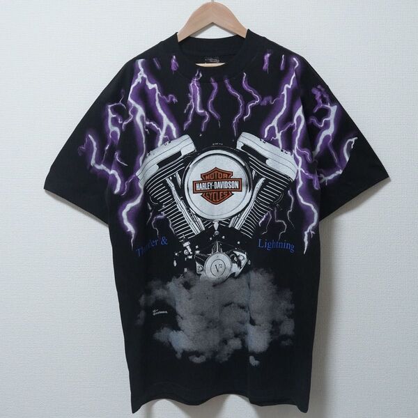 ハーレー Tシャツ XL サンダー ライトニング ブラック