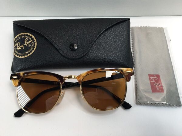 s1133 希少レア美品 Ray-Ban レイバン RB2016 クラブマスター サングラス メガネ/眼鏡フレーム ケースクロス付