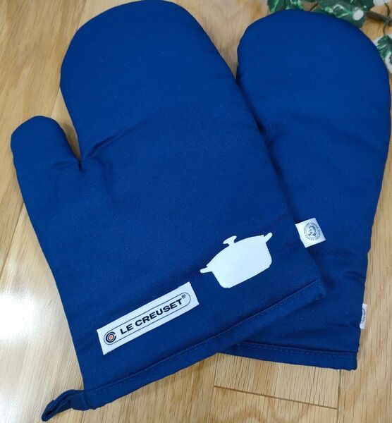 限定価格■ル・クルーゼ オリジナルキッチンミトン 鍋つかみ・両手 ブルー サントリーコーヒーボス 非売品 再出品対応可