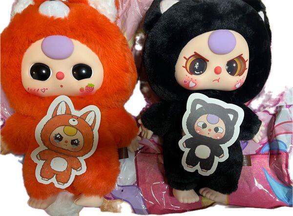 公式 baby three 初代400% 黒猫 キツネ ぬいぐるみ2体セット売り