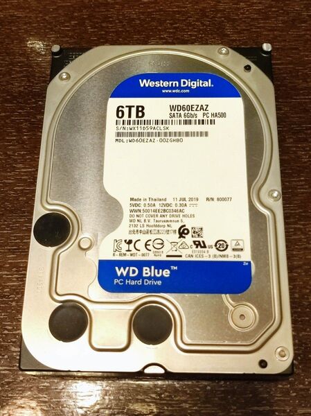 Western Digital WD60EZAZ 6TB 3.5インチ HDD SATA 使用25382時間 動作確認済