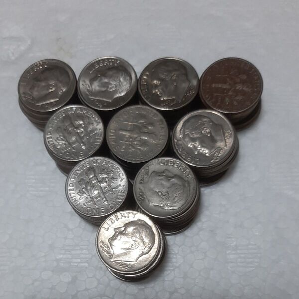 アメリカ10セント硬貨100枚10ドル分フランクリン・ルーズベルト柄1ダイム1Dime