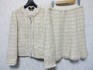  unused goods Ined INED no color tweed setup skirt suit beige 11 north 272