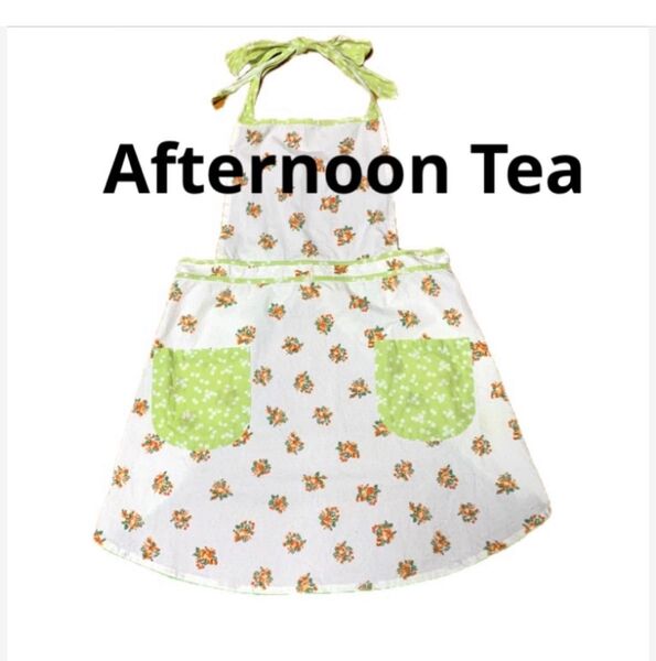 Afternoon Tea エプロン 花柄 ホワイト×黄緑 アフタヌーンティー