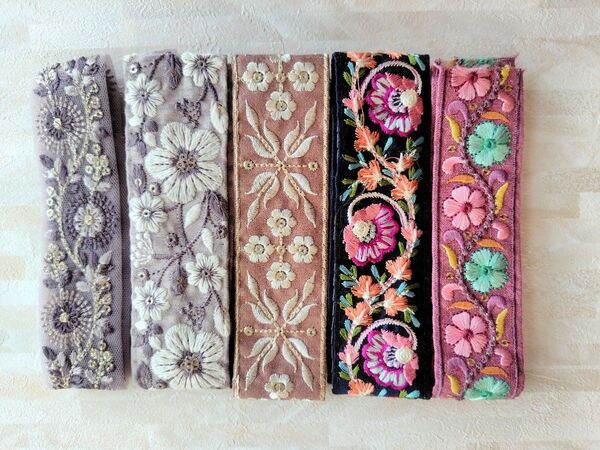 インド刺繍リボン アソート まとめ売り 各50cm チュール 布生地