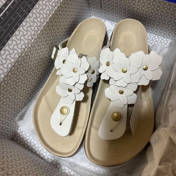 ユナイテッドアローズ別注BIRKENSTOCK GIZEH FLWサンダル ホワイト 39 ビルケン 花 サンダル