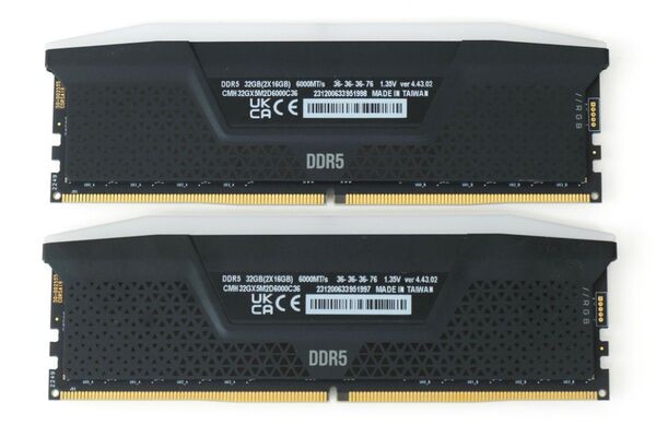 CORSAIR DDR5-6000 16GB 2本 32GBセット RGB LED 正常動作品
