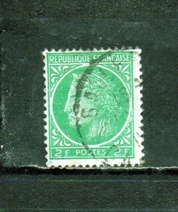 207106 フランス 1946年 普通 セレス頭像 2F 黄味緑 使用済