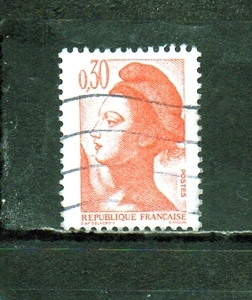 207128 フランス 1982年 普通 自由の女神 0.30F 赤オレンジ 使用済