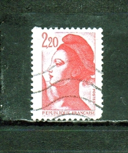 207129 フランス 1985年 普通 自由の女神 2.20F 鮮赤 タイプⅠ 普通’2’ 使用済