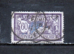 207163 フランス 1920年 普通 高額 アレゴリー図表 改色 60c バイオレットと灰 使用済