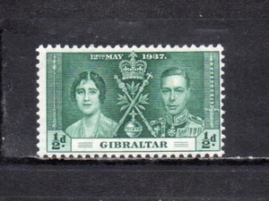 207370 ジブラルタル 1937年 国王ジョージ6世戴冠式 0.5d 暗い緑 未使用OH